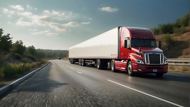 Foto trasporto logistico di camion su autostrada 3d rendering e illustrazione