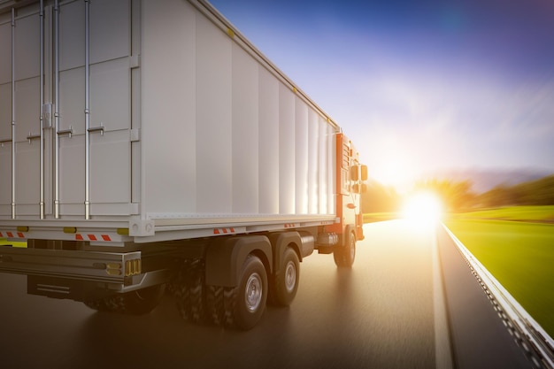 Logistic van trailer truck or lorry on highway