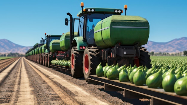 Logistical Efficiency Robotic Convoy Transports Harvested Watermelons