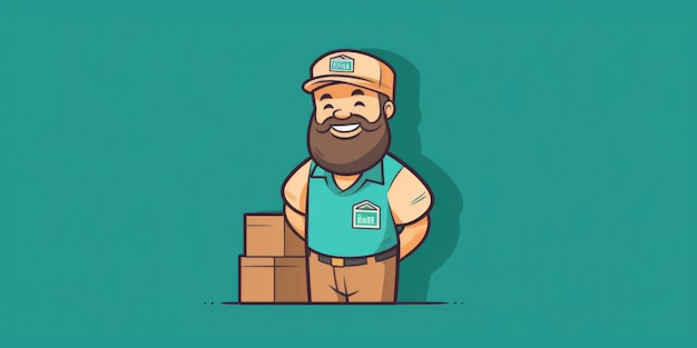 Logistician mascot for a company logo line art Generative AI