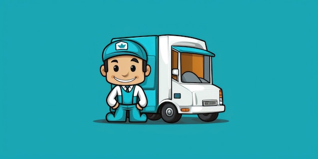 Logistician mascot for a company logo line art Generative AI