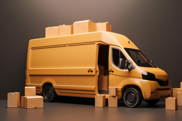 A logistics delivery van with many parcels generative ai