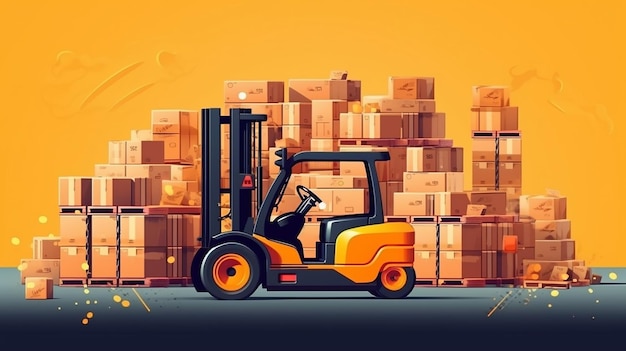 Logistics supply chain and delivery service concept with forklift truck