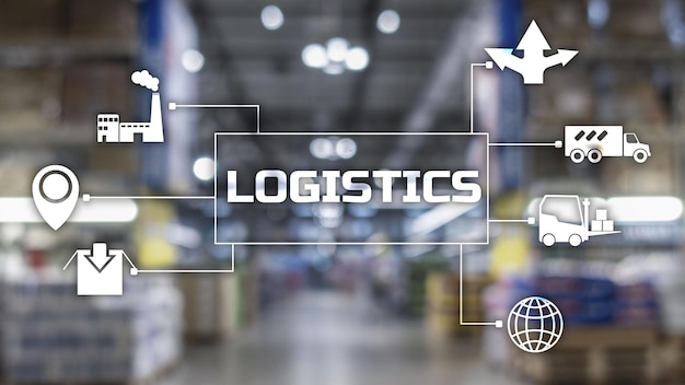 Logistics Transportation concept on blurred supermarket background