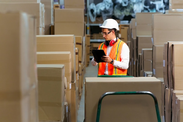 Logistics warehouse conducts an inventory of products