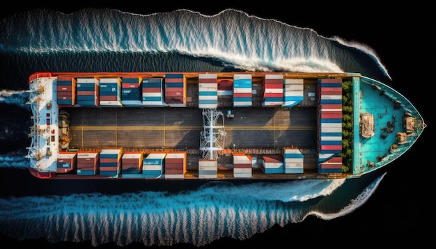 Logistieke zaken import export verscheping Luchtfoto Container internationale verscheping Made by AIArtificial intelligence