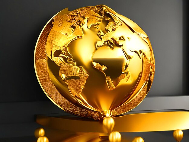 Photo logo atlas wall art printing 4k 3d golden shiny creative art image downloaded