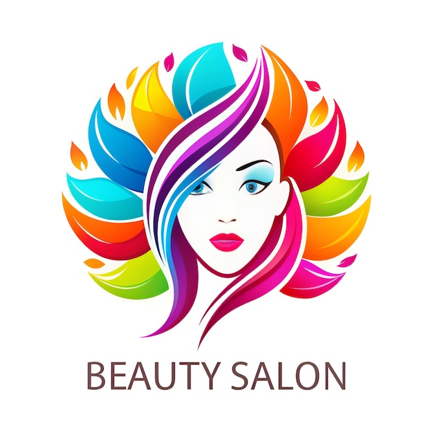 a logo for beauty salon with a colorful hair style