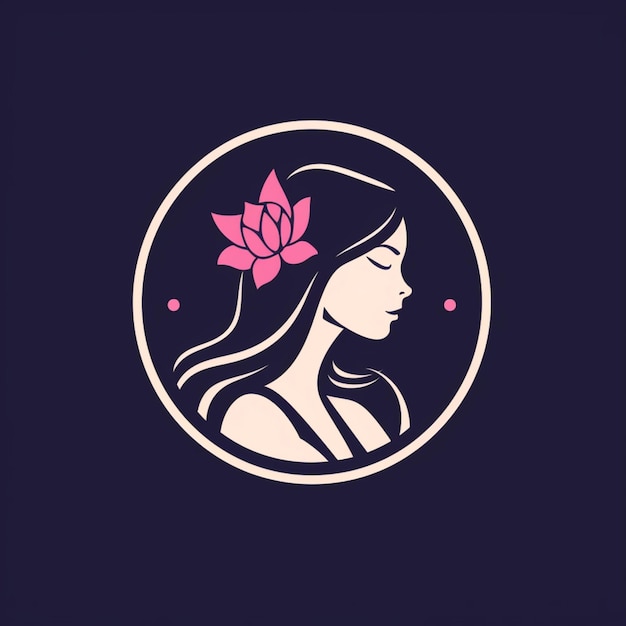 Foto logo bevat een meisje en een bloem is platte mini-ai-gegenereerde kunst