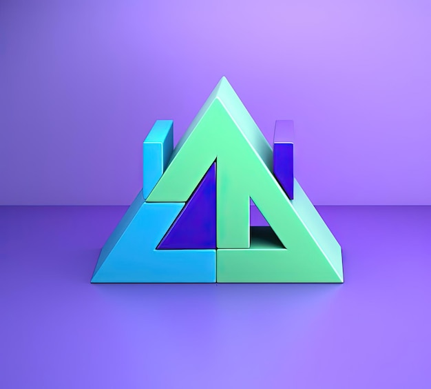 the logo of a blue square on purple triangle in the style of green and azure