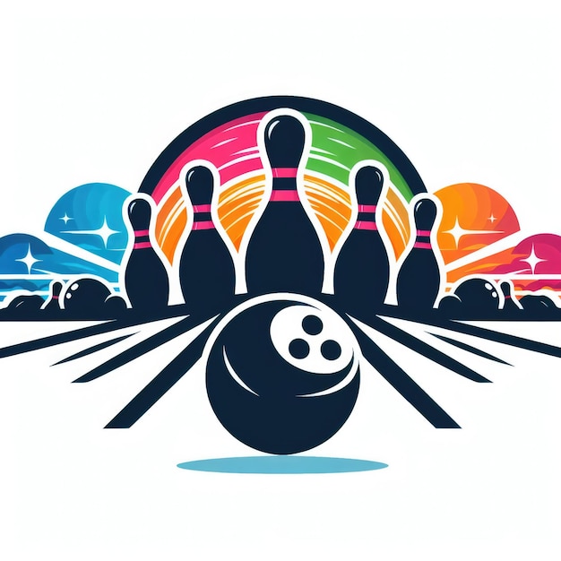 A logo for a bowling sports team featuring a bowling ball