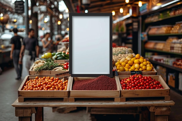 Logo brilliance Poster mock up brand presentation on a food market