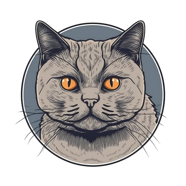 Logo British Shorthair Cat On Isolated Tansparent Background Png Generative AI