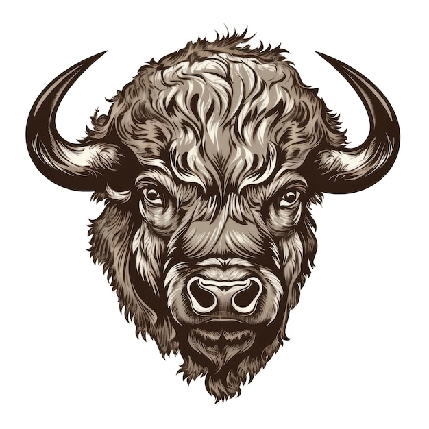 Логотип буйвола на изолированном прозрачном фоне Png Generative AI