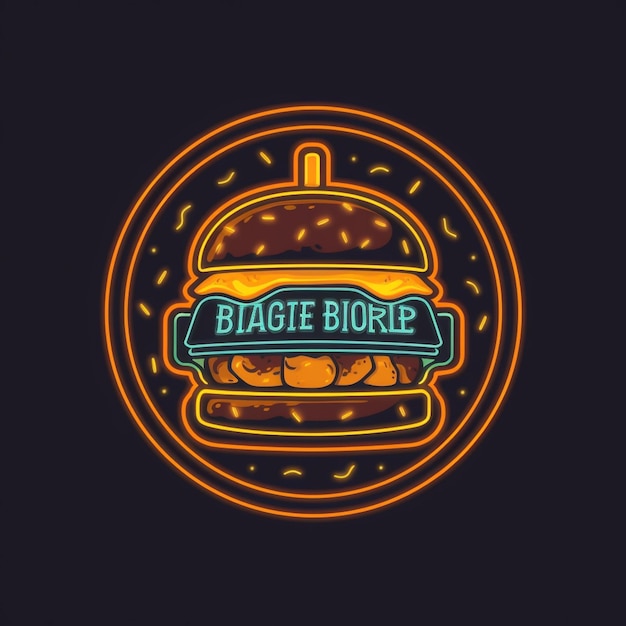 Foto logo per un'azienda di hamburger con logo blu e giallo per biogeilap bifurico.