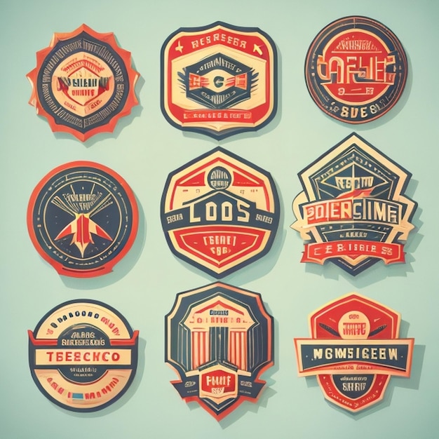 Foto logo collecties platte icoonontwerp