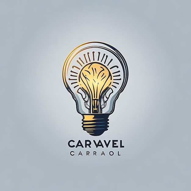 Logo for a company where the image is a caravelshaped light bulb with a brain inside