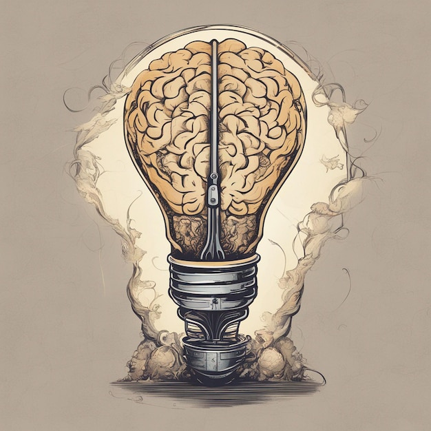 Logo for a company where the image is a caravelshaped light bulb with a brain inside