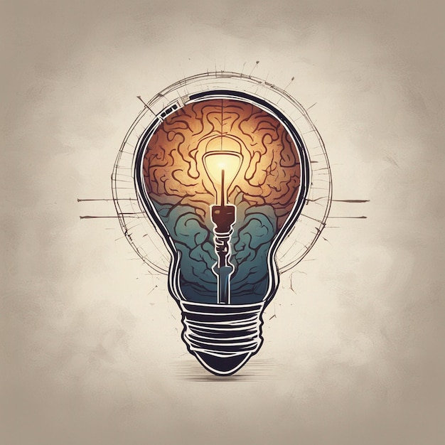 Logo for a company where the image is a caravelshaped light bulb with a brain inside