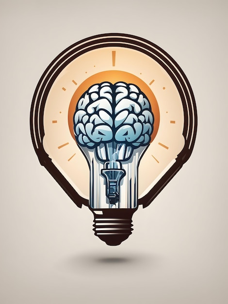 脳が入ったキャラベル型の電球をイメージした会社のロゴ