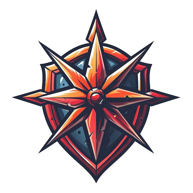 Photo logo design of compass rose shield tshirt mockup logo esport logo