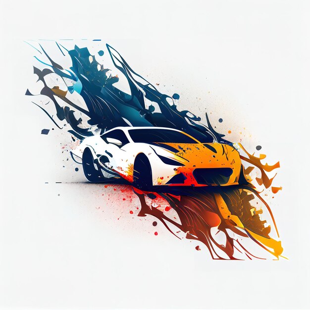 Foto design del logo dall'illustrazione 2d di un'auto sportiva