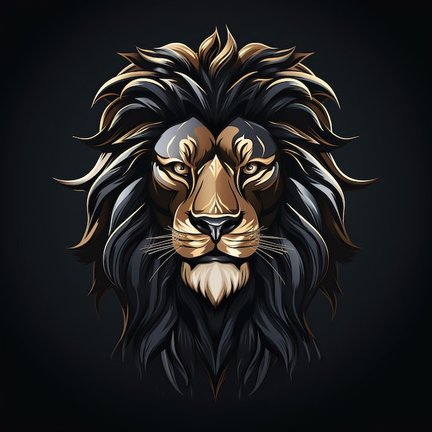 logo emblem with a lion head on a black background