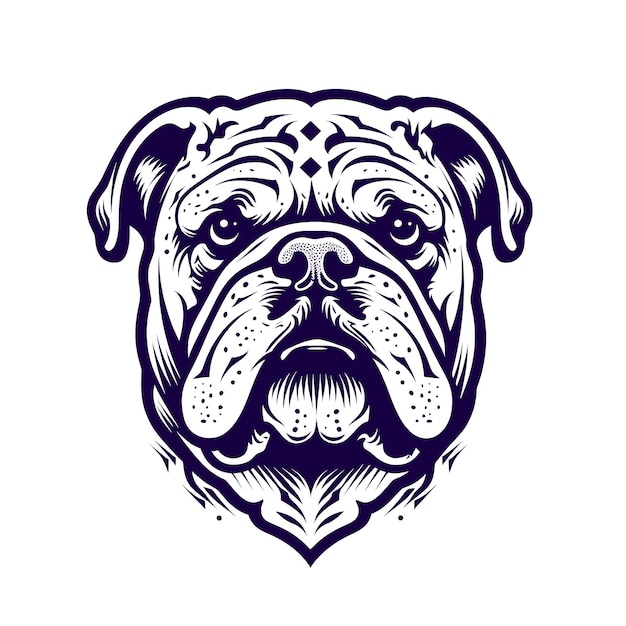 Logo English Bulldog Dog On Isolated Tansparent Background Png Generative AI