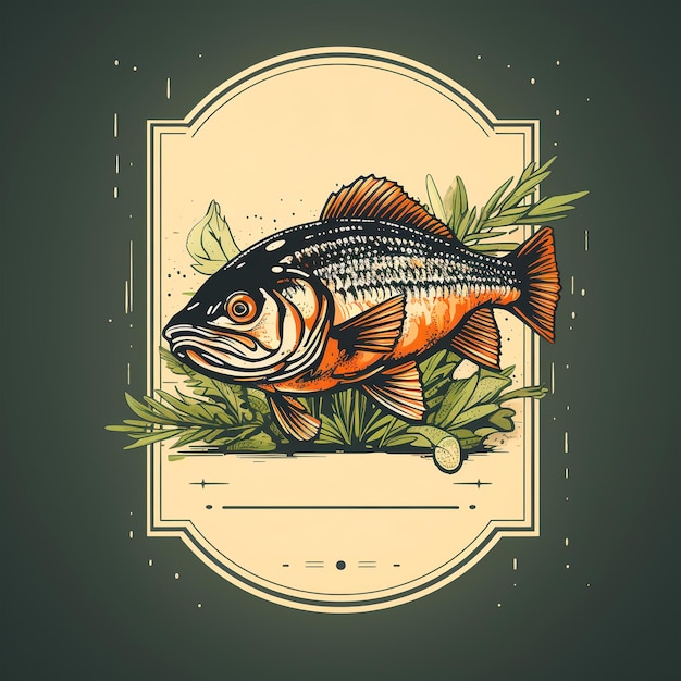 Логотип рыбного ресторана или рыбного магазина, концепция средиземноморской и здоровой пищи, меню из морепродуктов, реклама морепродуктов