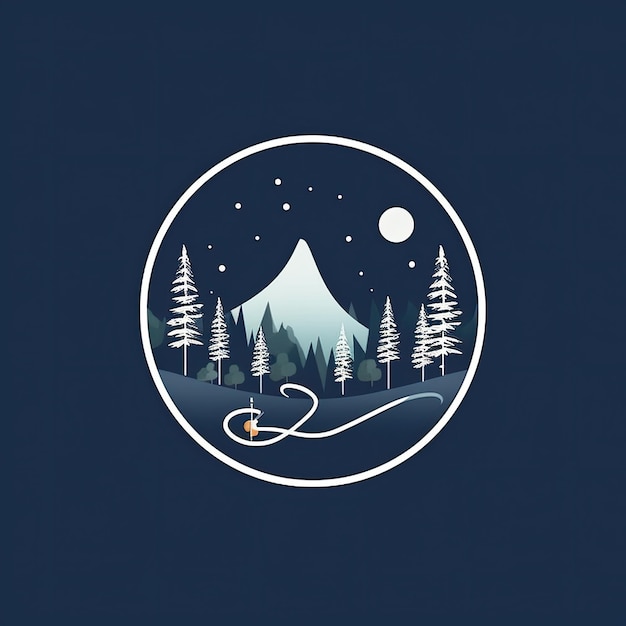 Logo of forest and atlantic with color of navy blue and white, music instrument and a camera are included ai generated