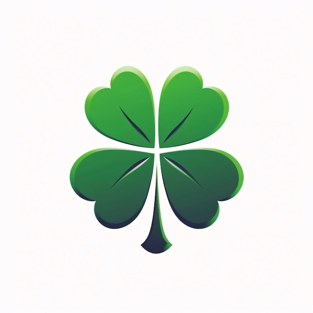 Logo fourleaf clover symbol on white isolated Green fourleaf clover symbol of St Patricks Day