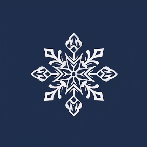 Photo a logo of a frosty snowflake on a navy background white background white background hd photo isolate