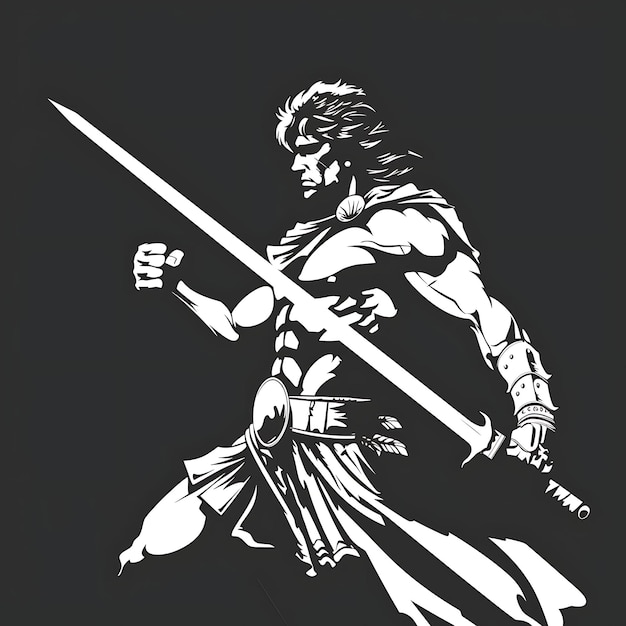 Photo logo gallic warrior with a longsword a determined expression in a tshirt tattoo collage design art