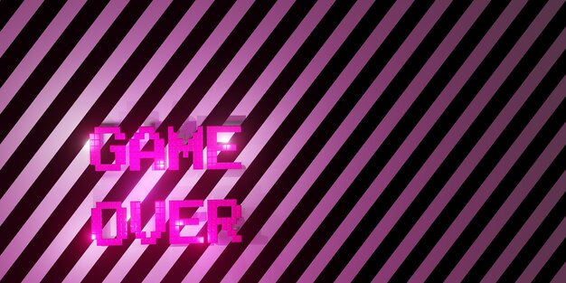 Logo game over neon laser color alphabet glow effect divertente e gioiosa illustrazione 3d