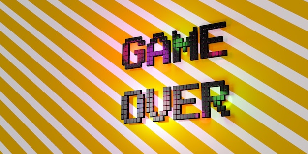 Logo Game Over Neon Laser Color Alphabet Glow Effect Leuke en vrolijke 3D-afbeelding