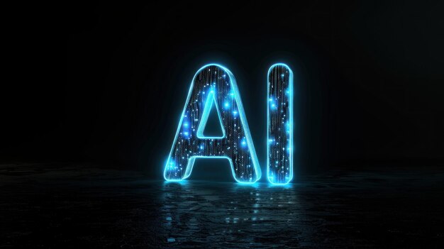 Photo logo of glowing ai