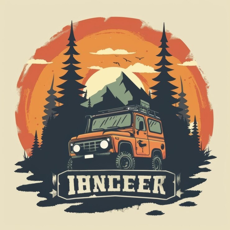 Foto logo-illustratie van een 4x4 offroad auto die verkent