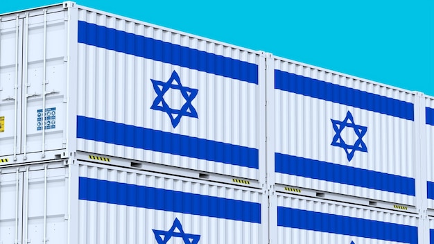 logo Israël Wereldwijde handel in beweging Vervoercontainers met logo en vlag