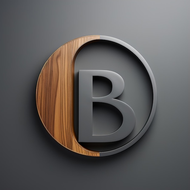 Photo logo letter b in a wooden circle alphabet minimalism design