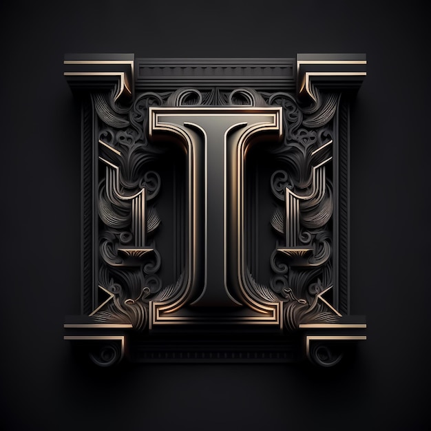 Photo logo for the letter i with a modern classic style 3d alphabet on black background ai generated