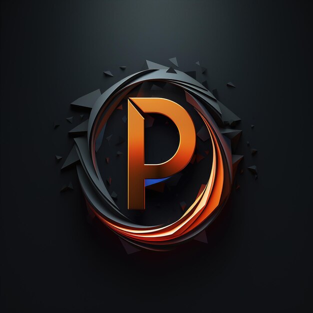 Foto logo letter p in een cirkel op een donkere achtergrond teken lettertype concept