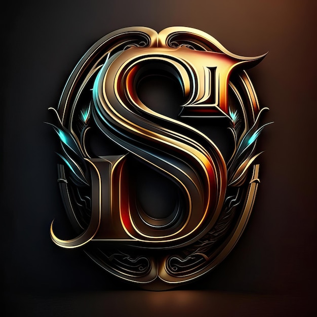 Logo letter S met gouden en rode details