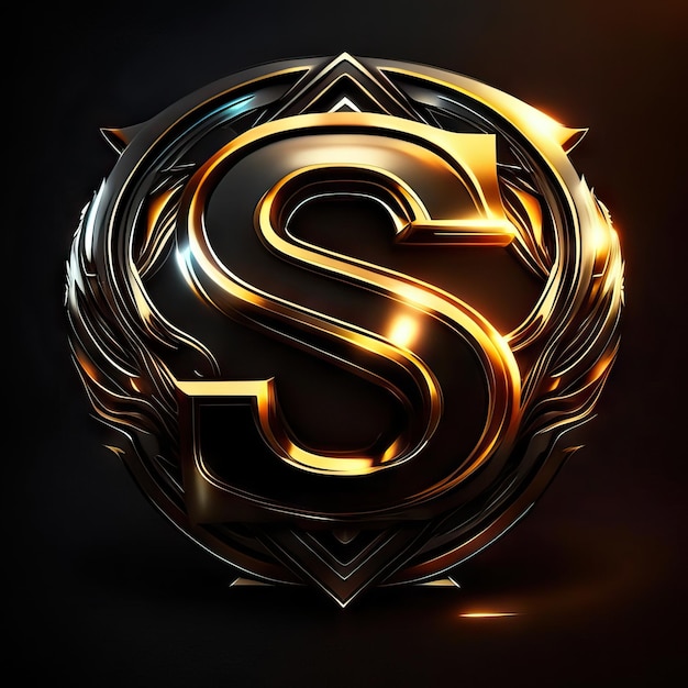 Фото Логотип буква s с золотыми и красными деталями