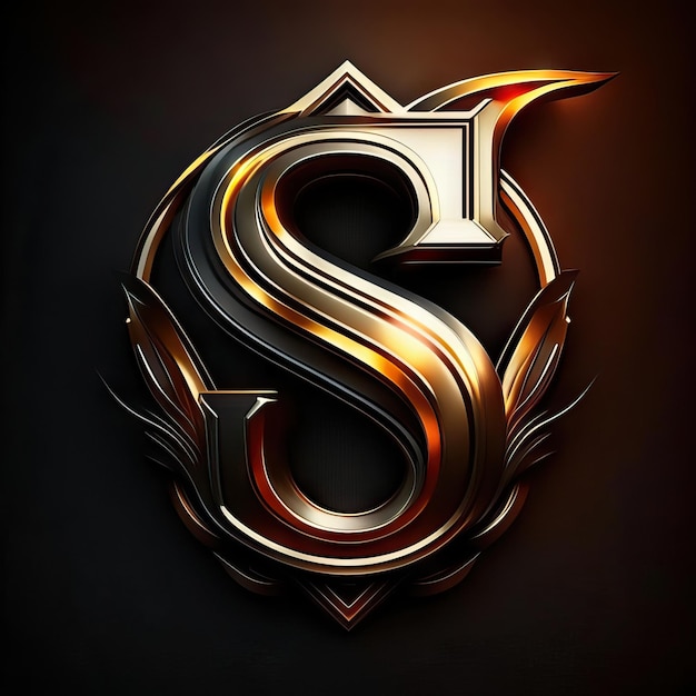 Logo letter S with gold and red details