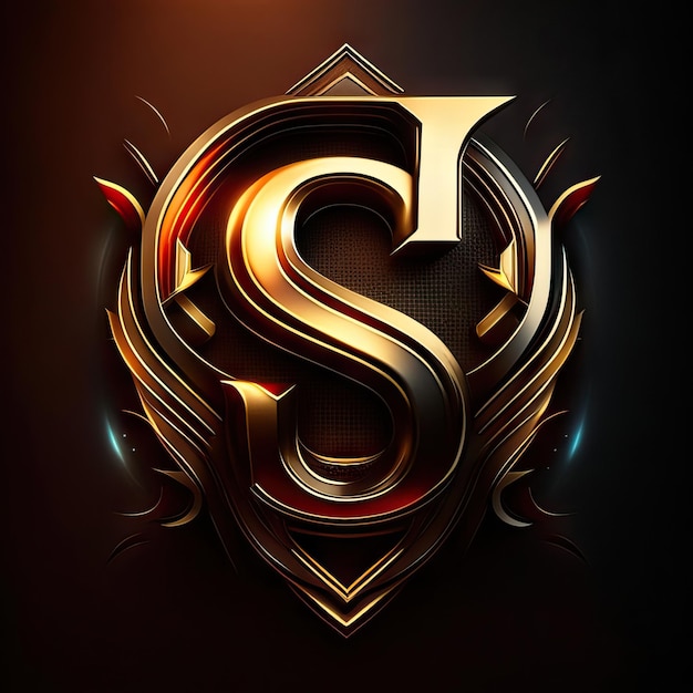 Photo logo letter s with gold and red details