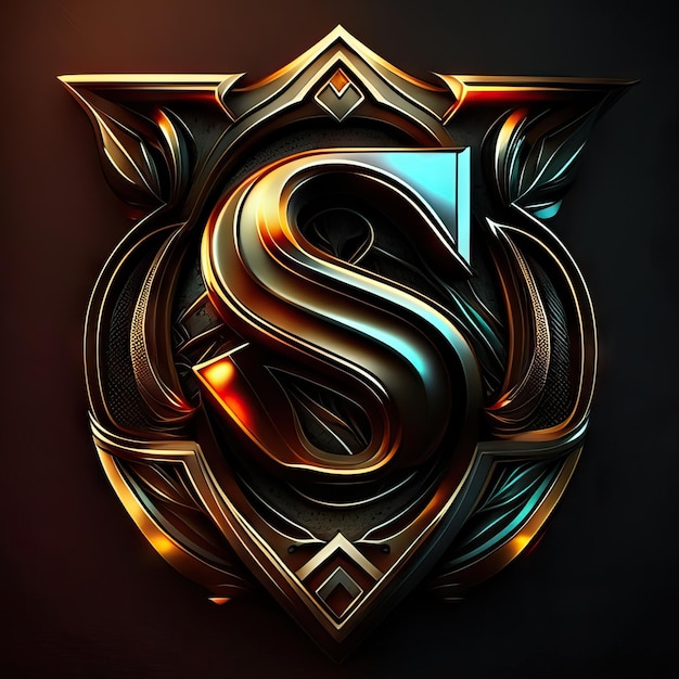 Logo letter s with gold and red details