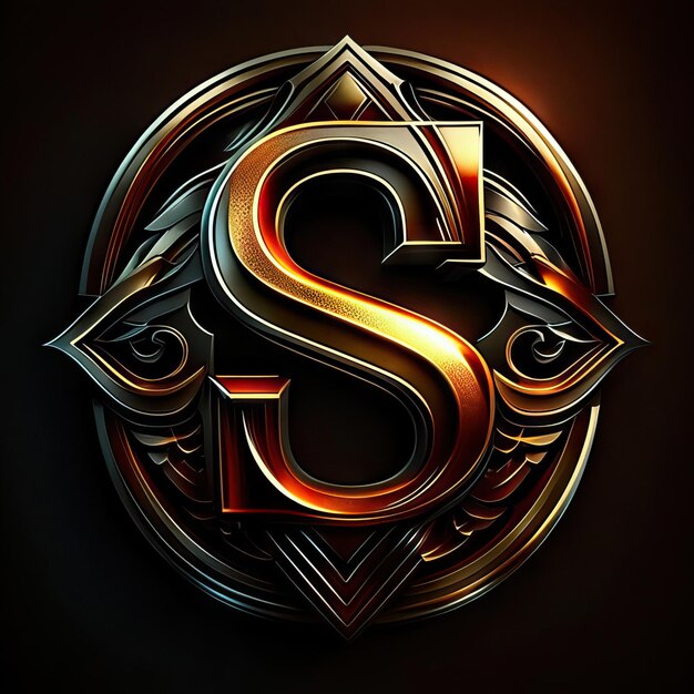 Logo letter S with gold and red details