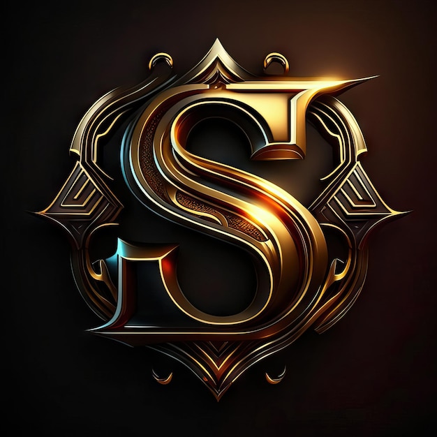 Photo logo letter s with gold and red details