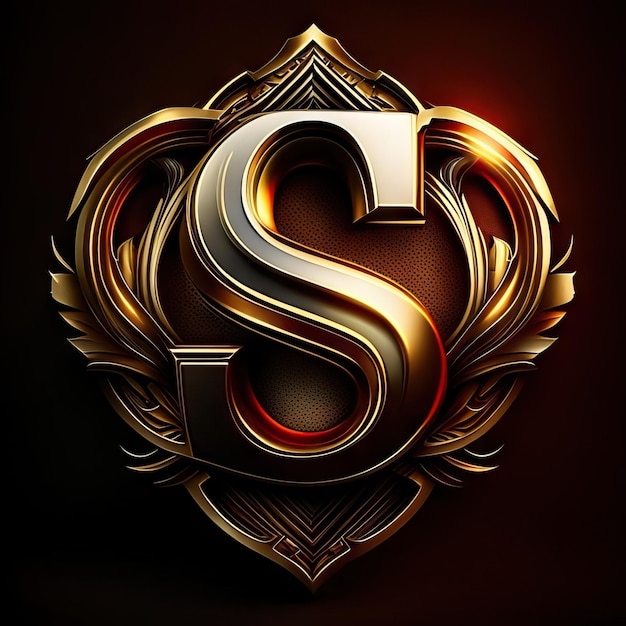 Photo logo letter s with gold and red details