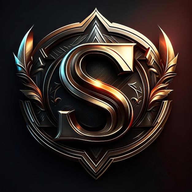 Logo letter S with gold and red details